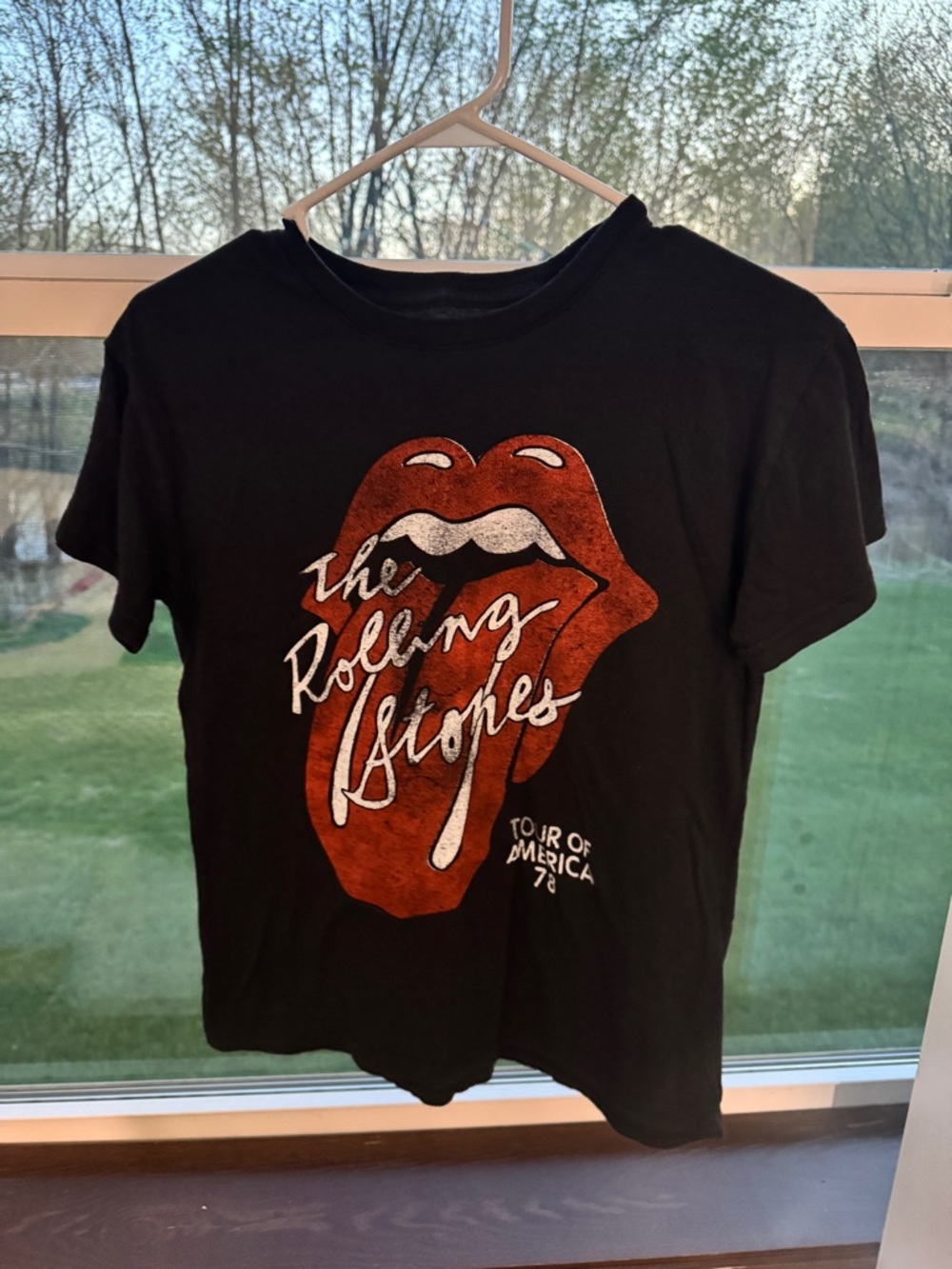 the Rolling Stones Black Tee with White Script Logo